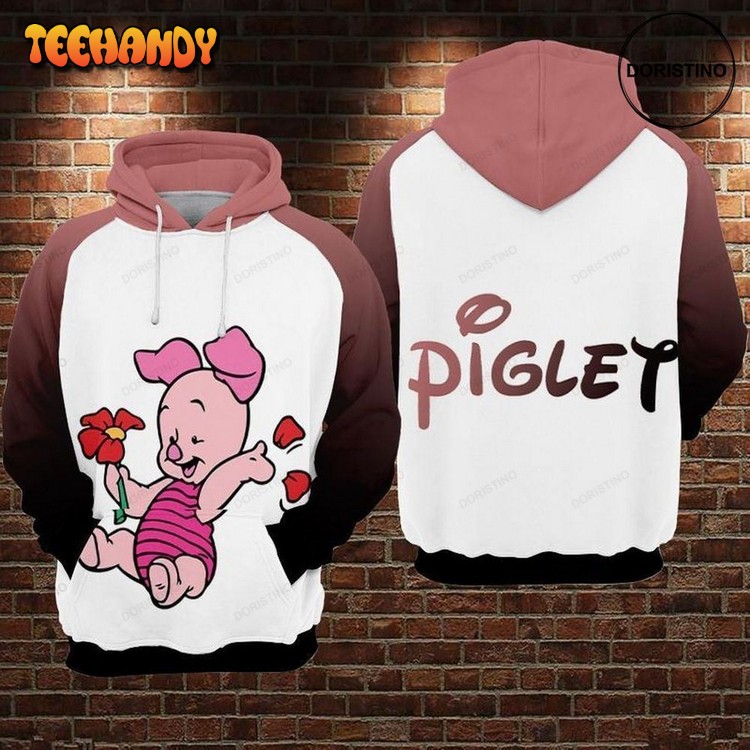 Baby Cute Piglet Playing With Flower Awesome 3D Hoodie