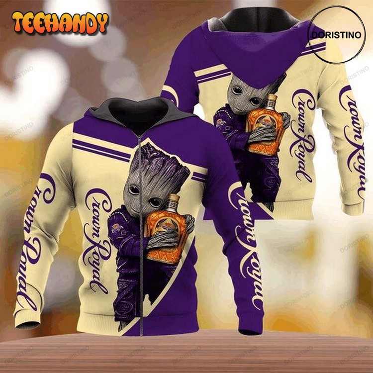 Baby Groot And Crown Royal Awesome 3D Hoodie