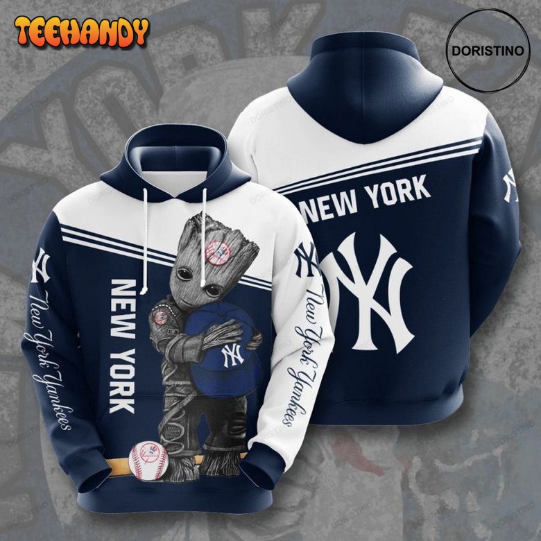 Baby Groot New York Yankees All Over Print Hoodie