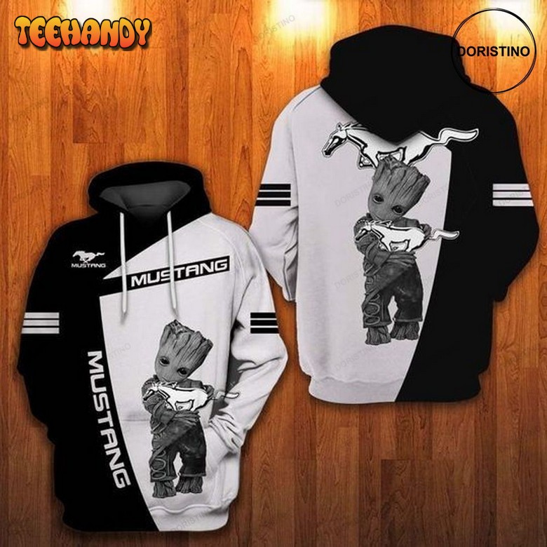 Baby Groot With Mustang Awesome 3D Hoodie