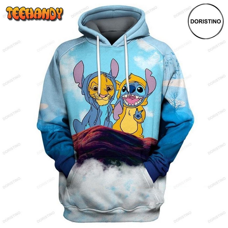 Baby Simba And Stitch Cute Lover Awesome 3D Hoodie