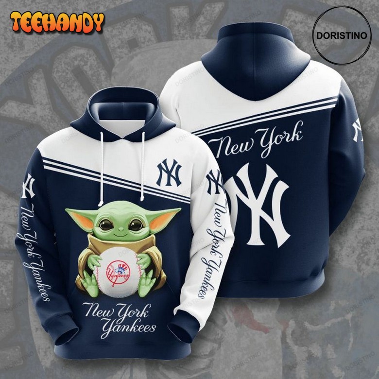 Baby Yoda New York Yankees Awesome 3D Hoodie