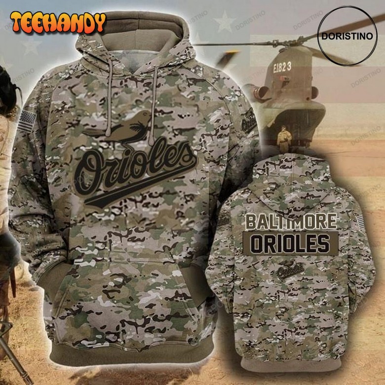 Baltimore Orioles Camouflage Veteran Cotton 3d Hoodie