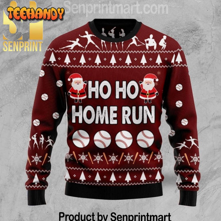 Baseball Hoho Home Run Full Printed Ugly Wool Sweater