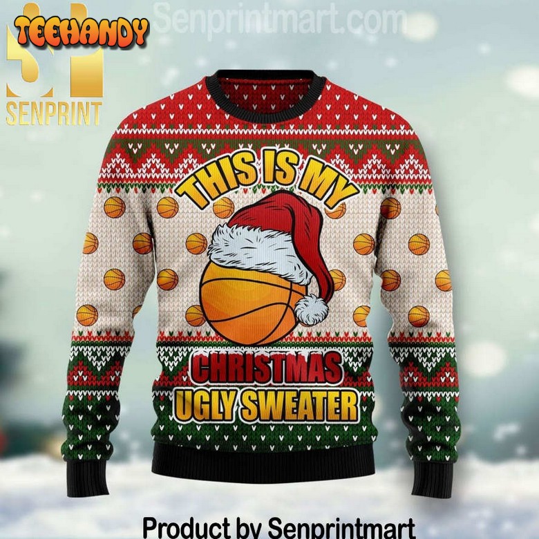 Basketball Winter Chirtmas Time Wool Knitted Ugly Sweater