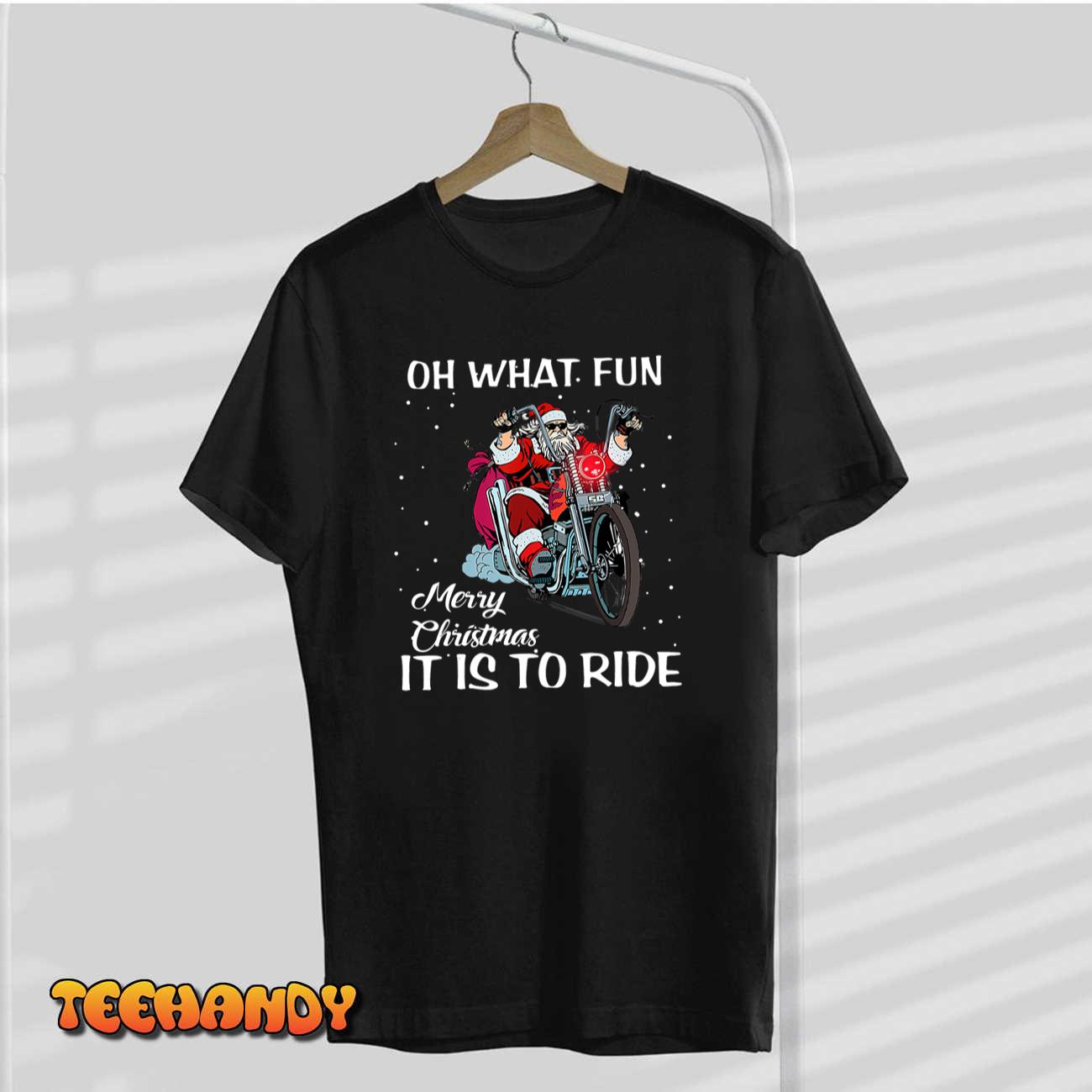 Biker Santa Motorcycle Fan Merry Christmas Xmas Holidays T-Shirt