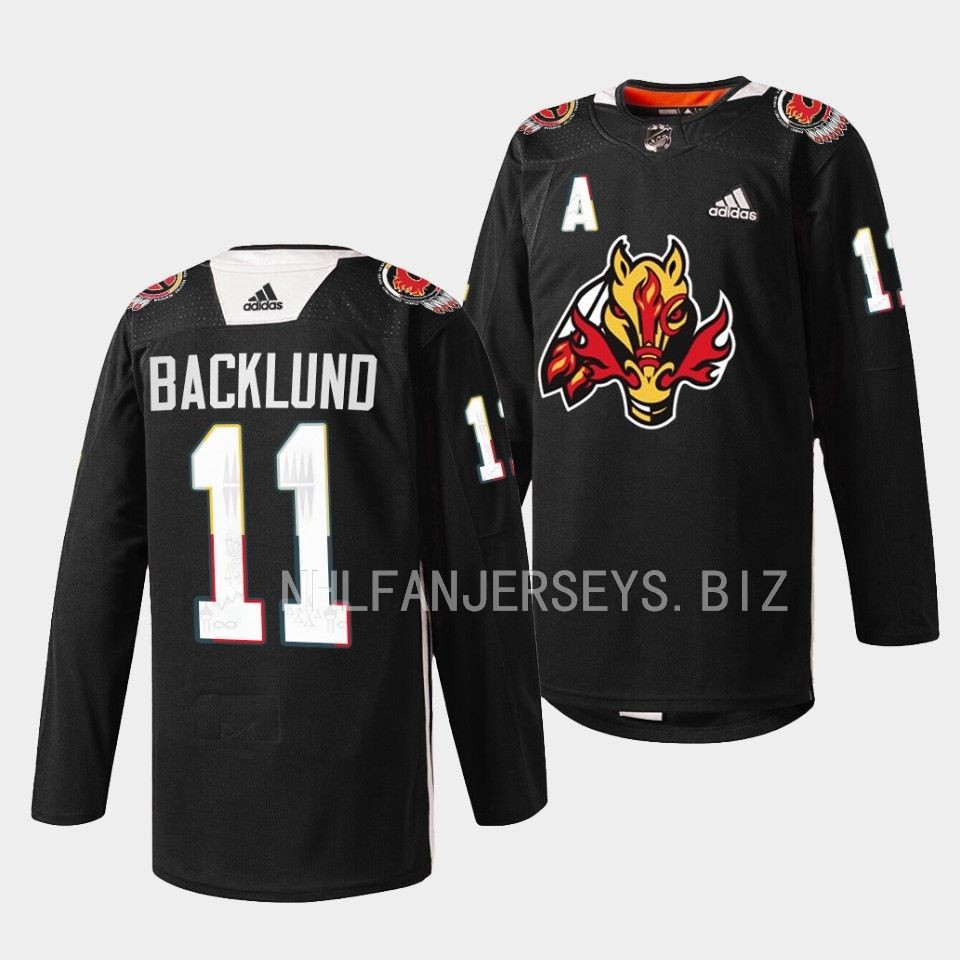 Calgary Flames Mikael Backlund 2023 Indigenous Black Jersey