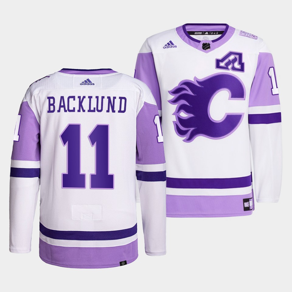 Calgary Flames Mikael Backlund HockeyFightsCancer White Jersey