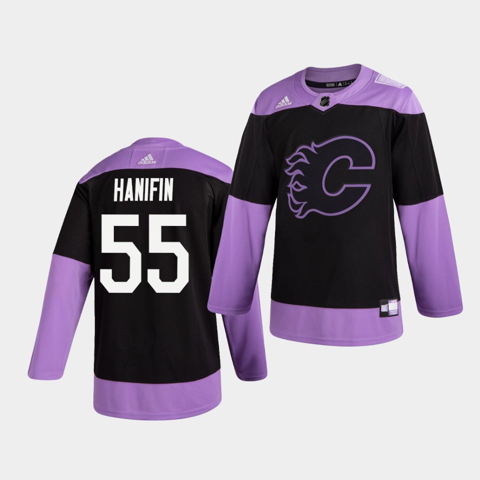 Calgary Flames Noah Hanifin Hockey Fights Cancer Practice Jersey