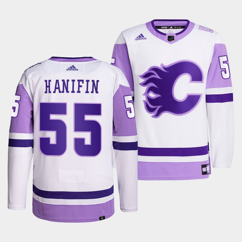 Calgary Flames Noah Hanifin HockeyFightsCancer Jersey White