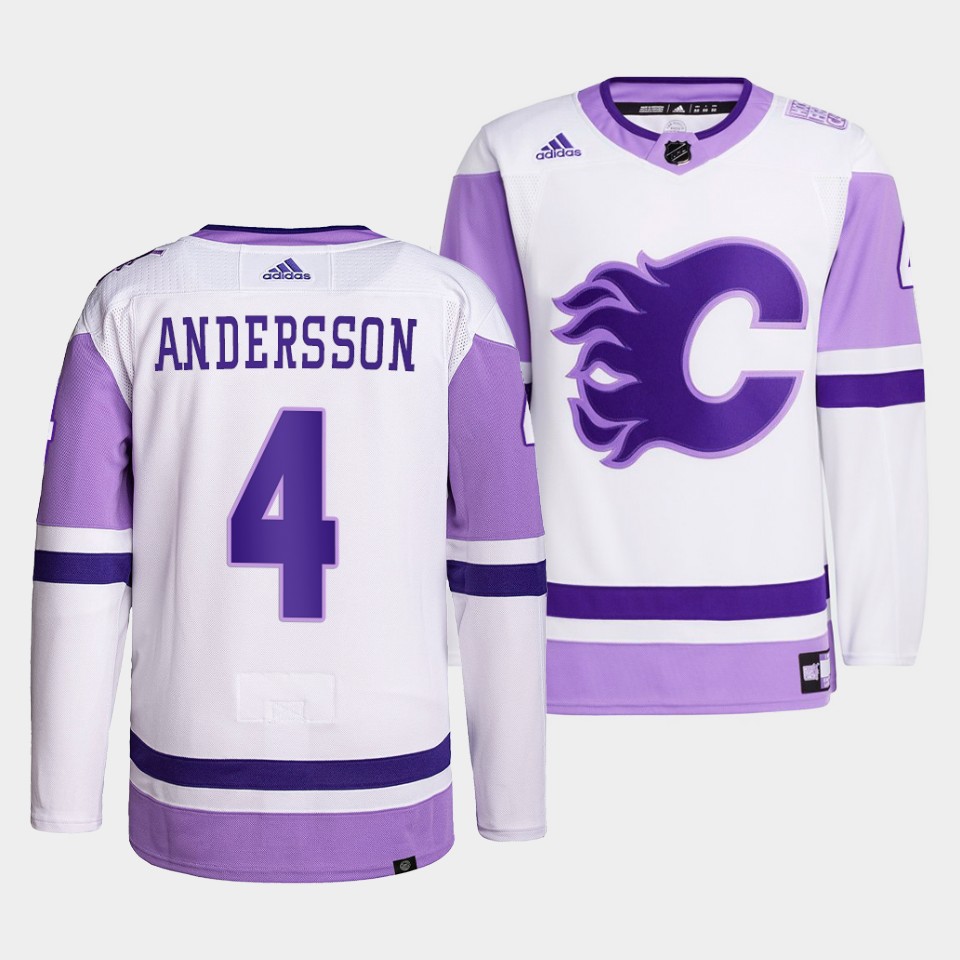 Calgary Flames Rasmus Andersson HockeyFightsCancer White  Jersey