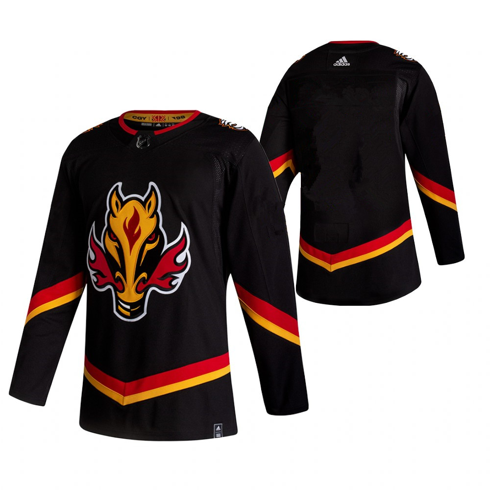 Calgary Flames Team 2021 Reverse Retro Black Jersey