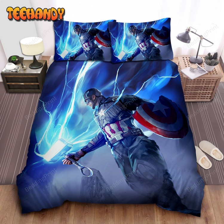 Captain America Lifting Thor’s Hammer Duvet Cover Bedding Sets