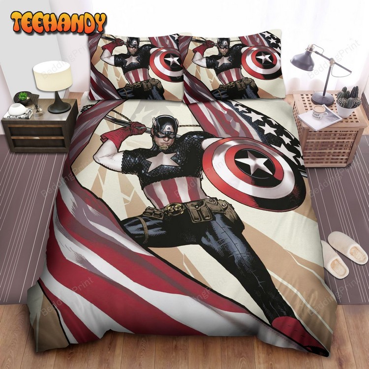 Captain America With American Flag Duvet Cover Bedding Sets