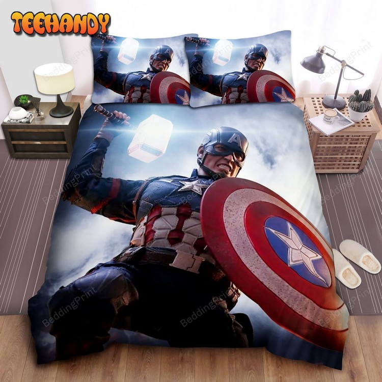 Captain America With Thor Hammer Duvet Cover Bedding Sets