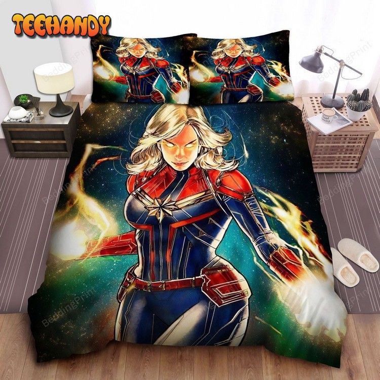 Captain Marvel Glowing Eyes And Hands Artwork Bedding Sets