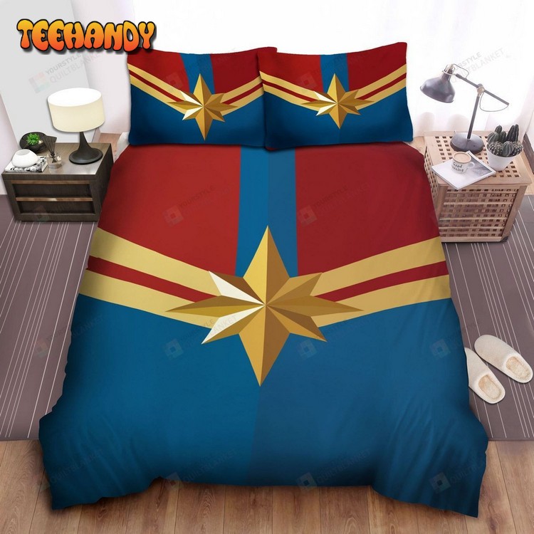 Captain Marvel Star Logo Bed Sheets Duvet Cover Bedding Sets