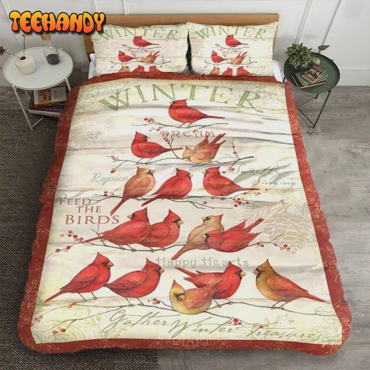 Cardinals In The Winter Cotton Spread Comforter Bedding Sets