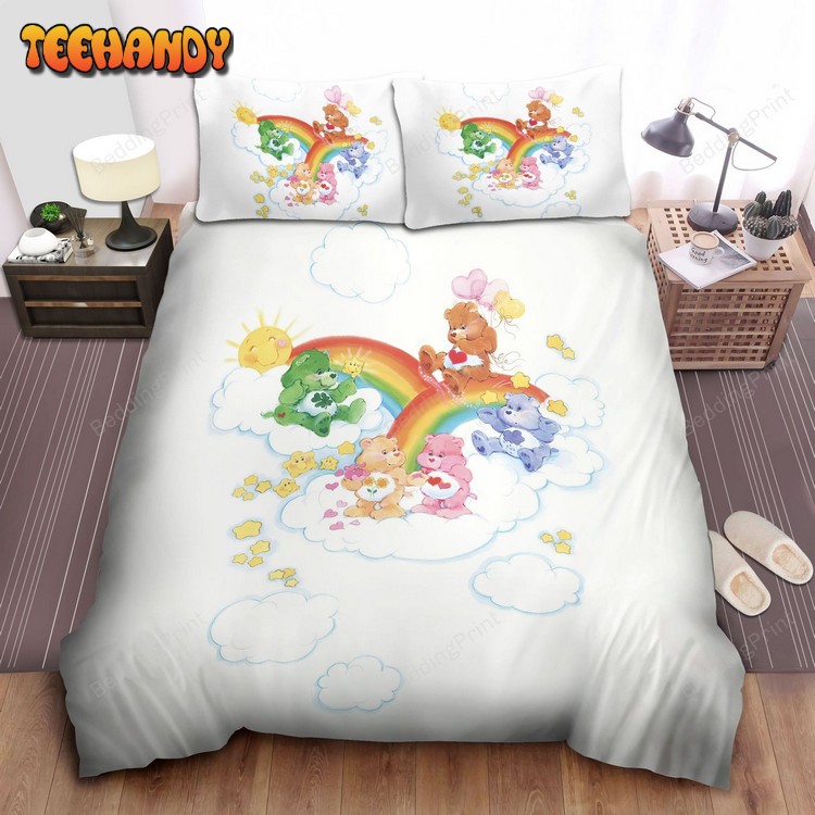 Care Bears Sitting On The Clouds With Stars And Rainbows Bedding Sets