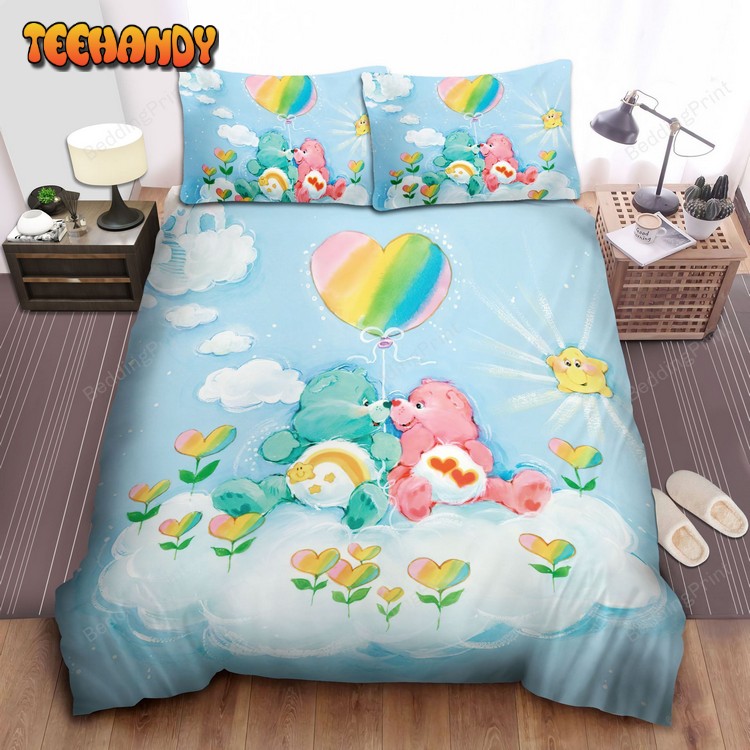 Care Bears With Rainbow Heart Balloon Duvet Cover Bedding Sets