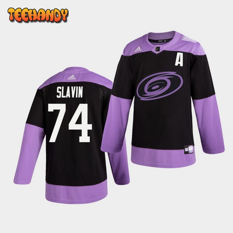 Carolina Hurricanes Jaccob Slavin Hockey Fights Cancer Practice Jersey