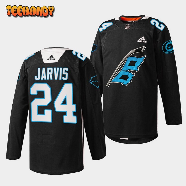 Carolina Hurricanes Seth Jarvis Panthers Night Black Jersey