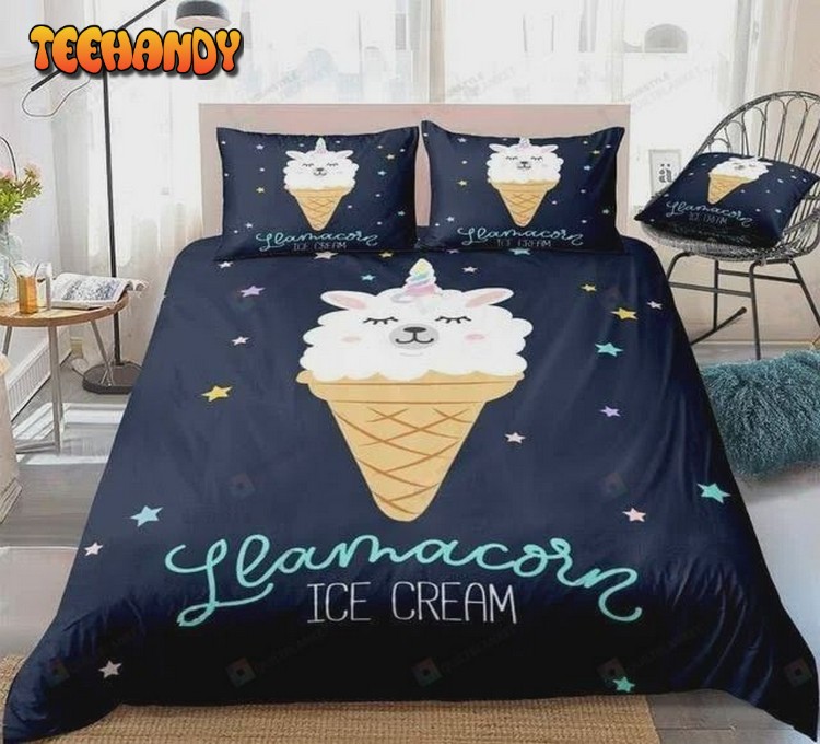 Cartoon Alpaca Ice Cream Bedding Set