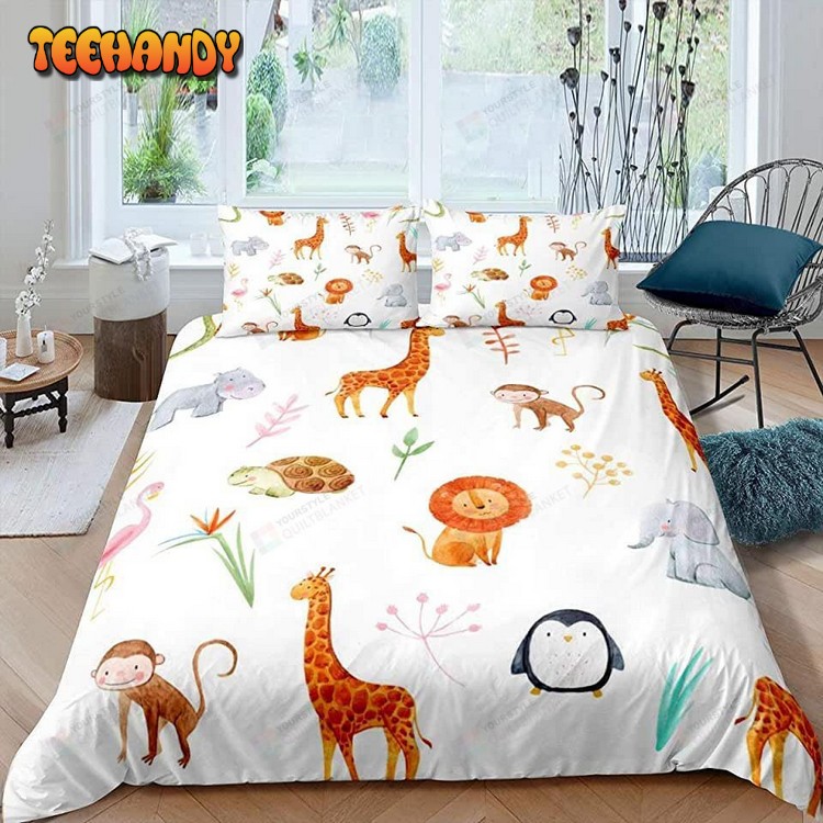 Cartoon Animals Elephant Lion Penguin Flamingo Bedding Sets