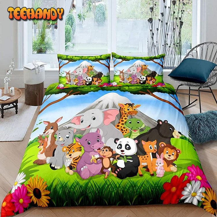 Cartoon Animals Pattern Spread Comforter Duvet Cover Bedding Sets