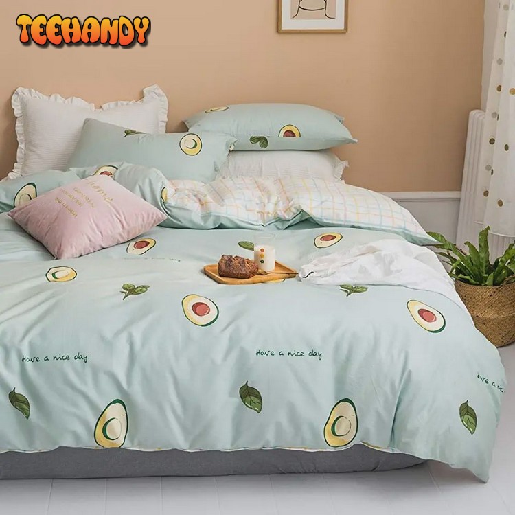 Cartoon Avocado Tropical Fruit Pattern Bedding Set