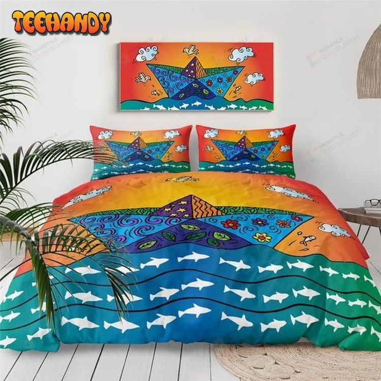 Cartoon Beach Cotton Spread Comforter Bedding Sets For Kids