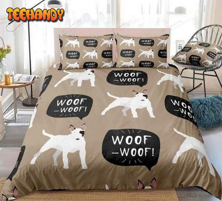 Cartoon Bull Terrier Dog Cotton Spread Comforter Bedding Sets