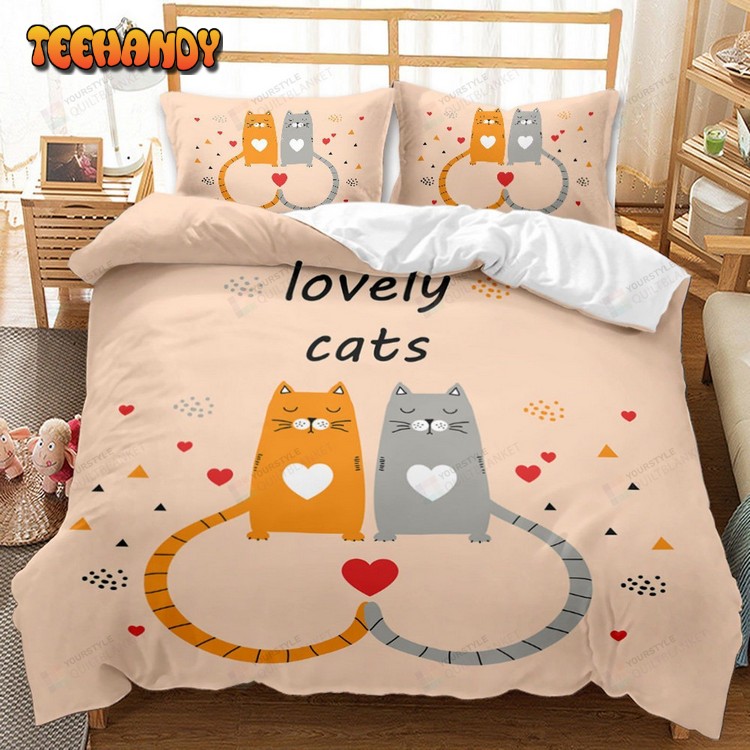 Cartoon Cat Lovely Cats Bedding Set Comforter Bedding Sets