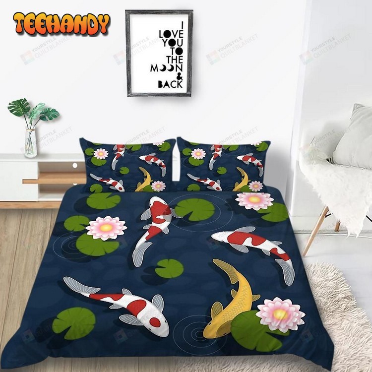 Cartoon Colorful Koi Bed Sheets Duvet Cover Bedding Set