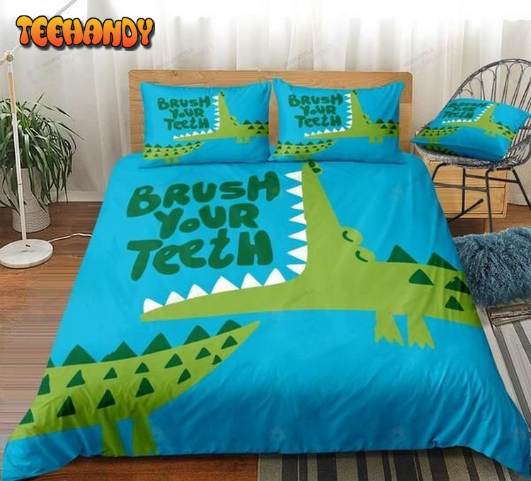 Cartoon Crocodile Message Brush Your Teeth For Kids Cotton Bedding Sets