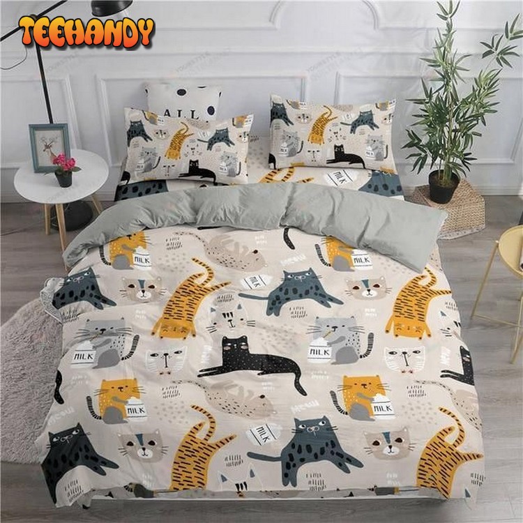 Cartoon Cute Cats Cotton Spread Comforter Bedding Sets