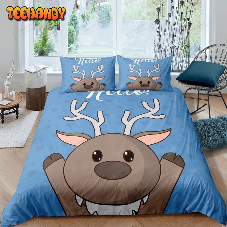 Cartoon Deer Print Bed Sheets Duvet Cover Bedding Sets