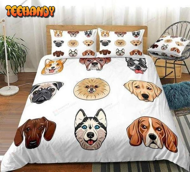 Cartoon Different Breeds Of Cute Dogs Cotton Comforter Bedding Sets