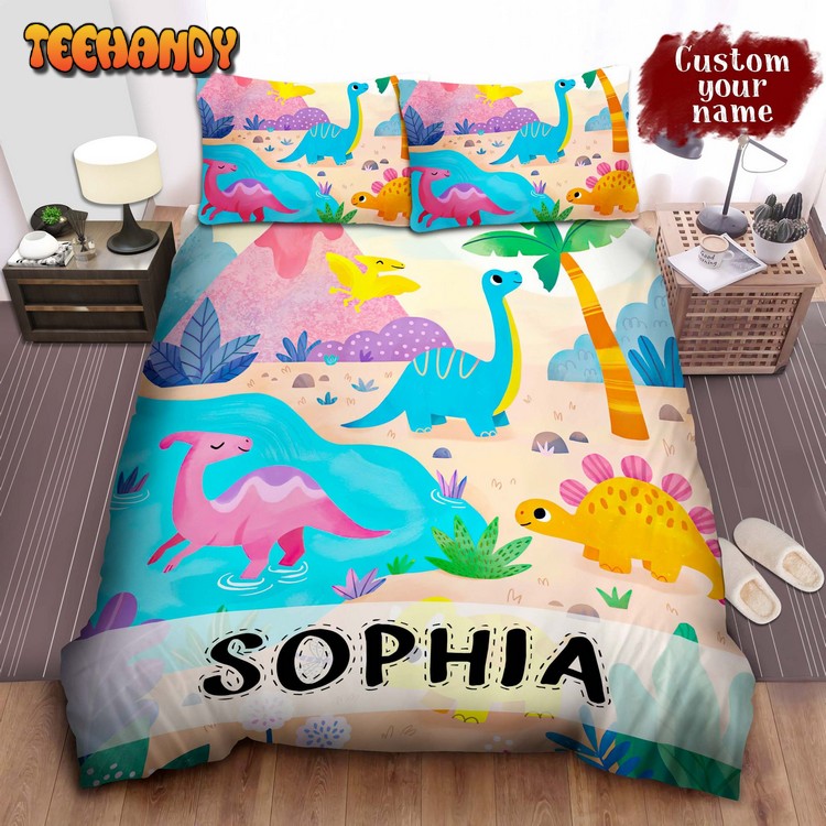 Cartoon Dinosaurs Island Spread Comforter Duvet Cover Bedding Sets