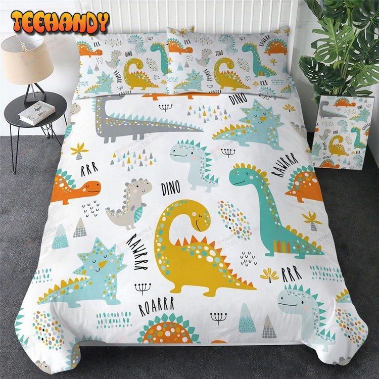 Cartoon Dinosaurs Pattern Roar Bed Sheets Duvet Cover Bedding Set