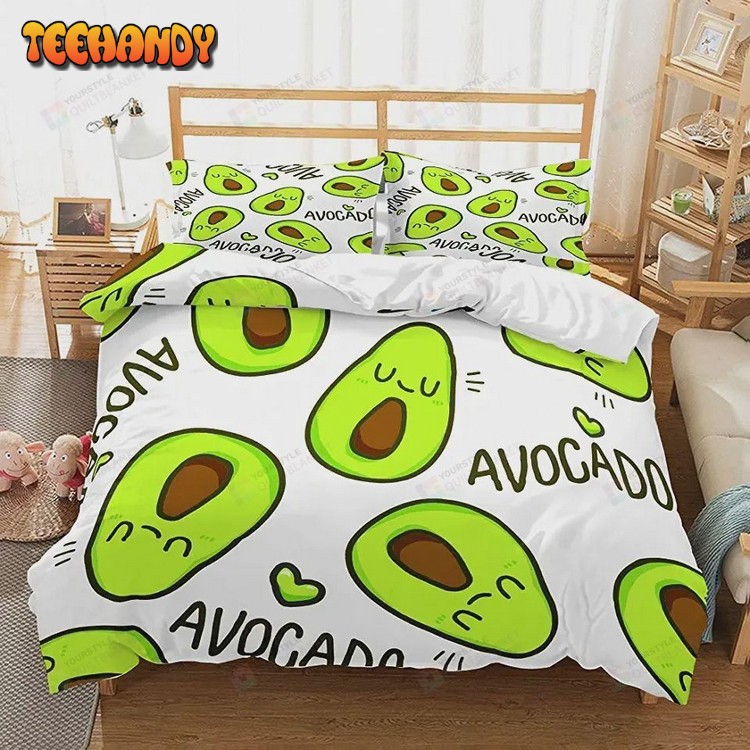Cartoon Emoji Faces Avocado Bedding Set