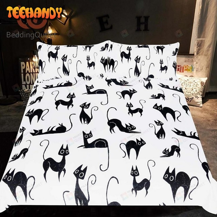 Cartoon For Kids Animalingle Et Cute Cats Print Black White Bedding Set