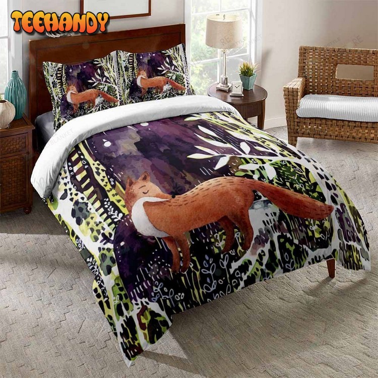 Cartoon Fox Pink Bed Sheets Duvet Cover Bedding Set