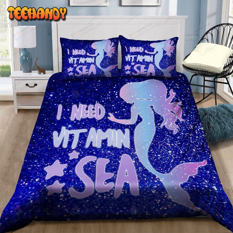 Cartoon Girls Mermaid I Need Vitamin Sea Cotton Bedding Sets