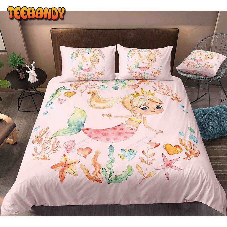 Cartoon Mermaid Bedding Set Spread Comforter Bedding Sets