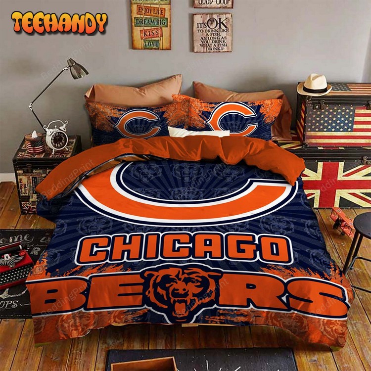 Chicago Bears Bedding Set Sleepy Duvet Cover and Pillow Cases