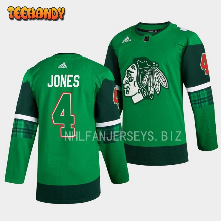 Chicago Blackhawks Seth Jones 2023 St. Patricks Day Green Jersey