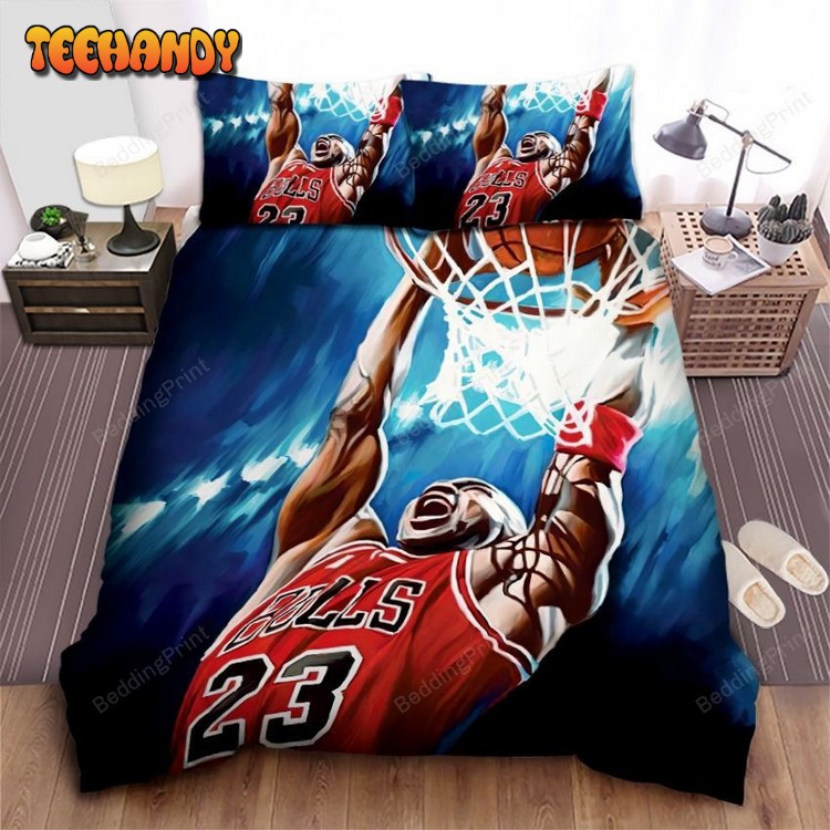 Chicago Bulls Michael Jordan Powerful Dunk Illustration Bedding Sets