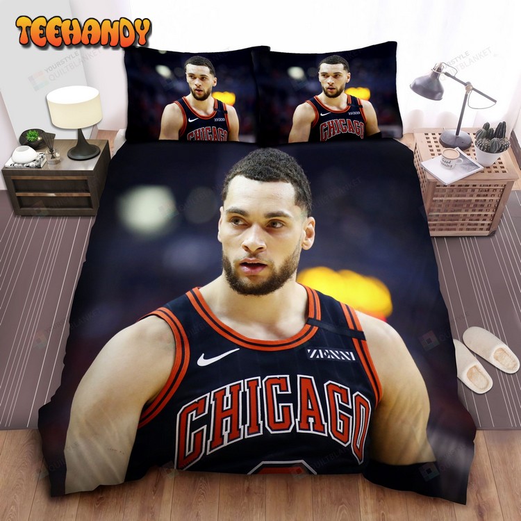 Chicago Bulls Zach Lavine On The Court Picture Bedding Sets