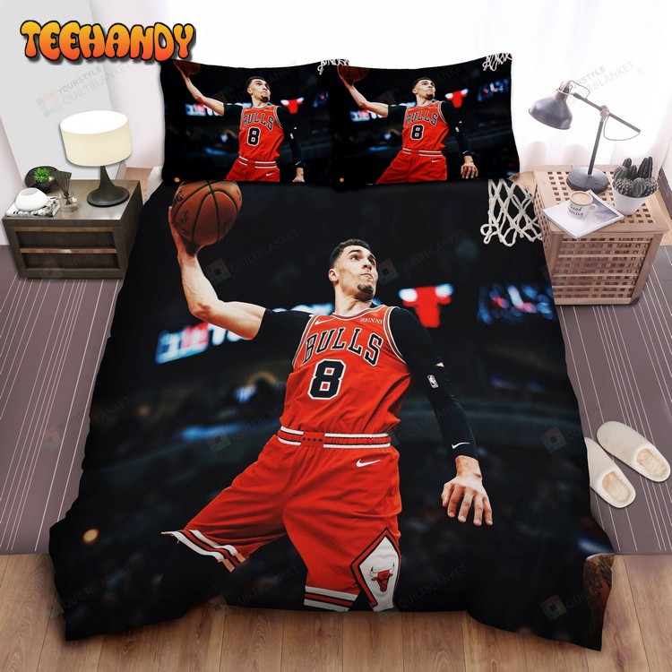 Chicago Bulls Zach Lavine Powerful Dunking Photograph Bedding Sets